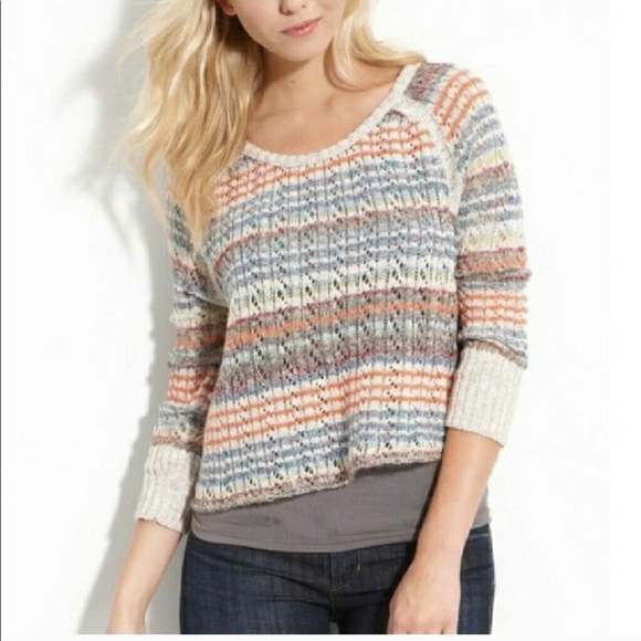 Free People Sweaters - Free people thin multi color stripe sweater